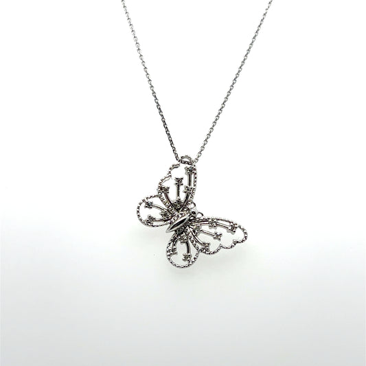0.05CTW Diamond Butterfly Pendant in 10K White Gold