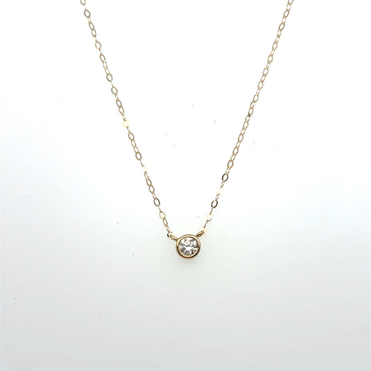 0.12CT Round Diamond Solitaire Pendant in 14K Yellow Gold