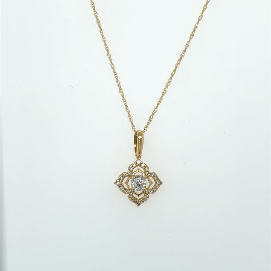0.15 CTW Square Diamond Pendant in 14K Yellow Gold