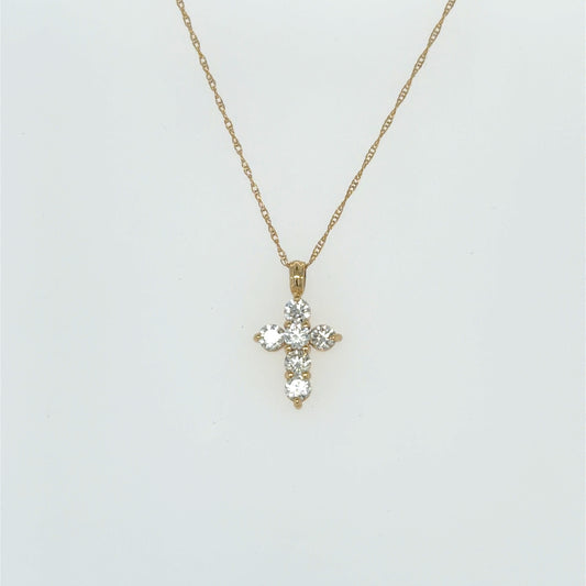 0.5 CTW Diamond Cross Pendant in 14K Yellow Gold