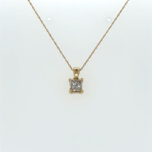 0.71 CTW Princess-Cut Diamond Solitaire Pendant in 14K Yellow Gold