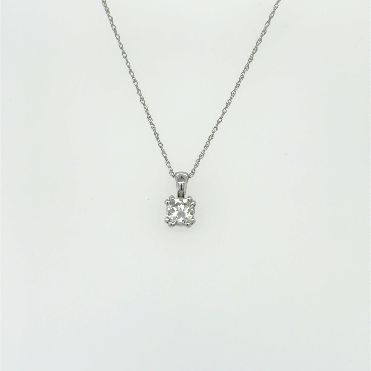 0.50 CT Diamond Solitaire Pendant in 14K White Gold