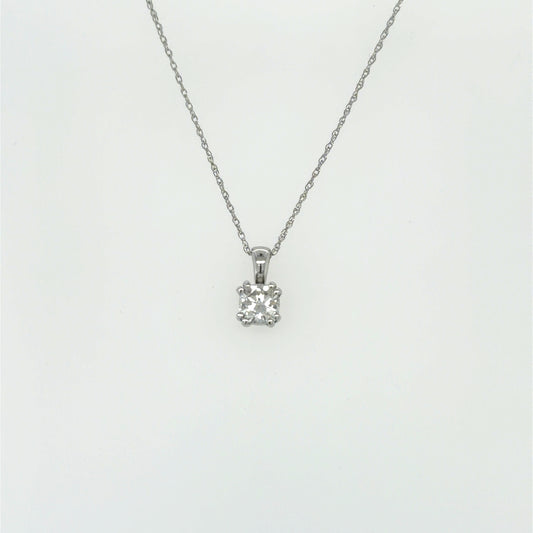 0.50 CT Diamond Solitaire Pendant in 14K White Gold