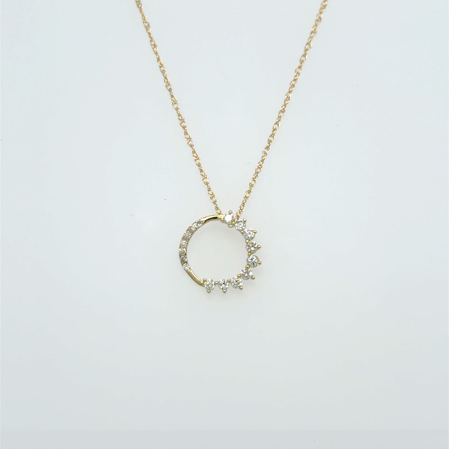 0.18 CT Natural Diamond Halo Pendant in 14K Yellow Gold