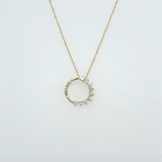 0.18 CT Natural Diamond Halo Pendant in 14K Yellow Gold