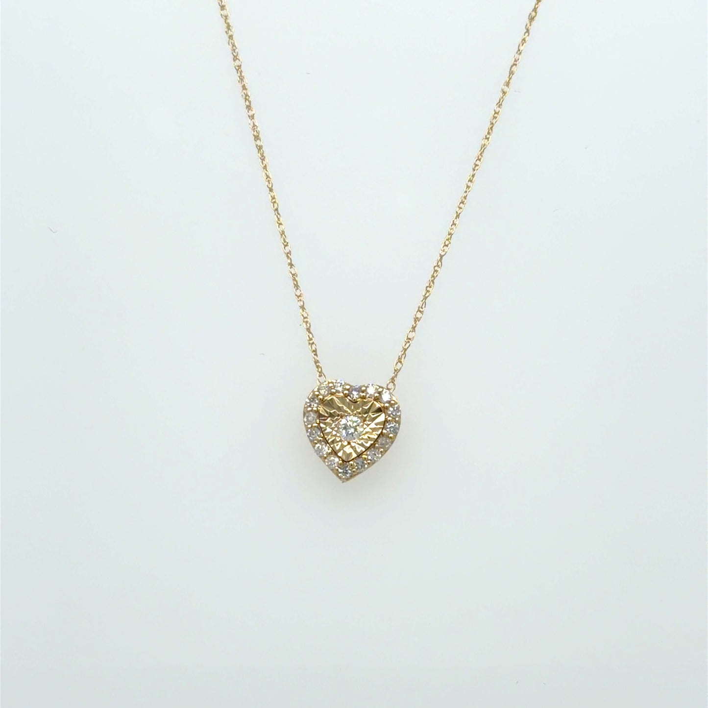 0.21 CT Natural Pavé Heart Diamond Pendant in 14K Yellow Gold