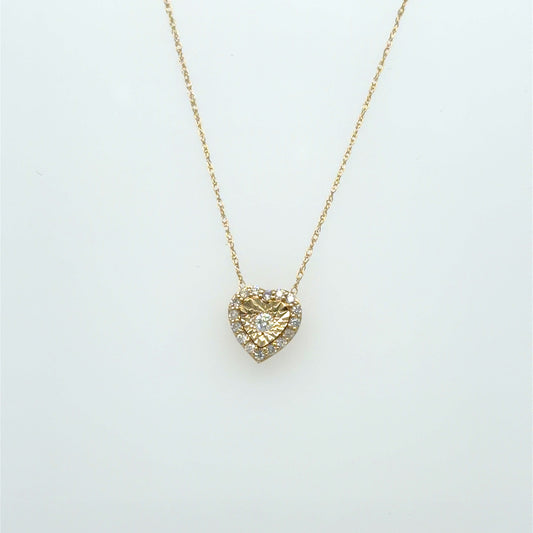 0.21 CT Natural Pavé Heart Diamond Pendant in 14K Yellow Gold