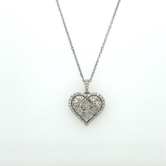 0.50 CT Natural Diamond Heart Pendant in 14K White Gold