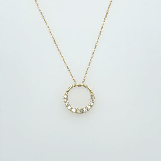 0.20 CT Natural Cascading Diamond Necklace in 10K Yellow Gold