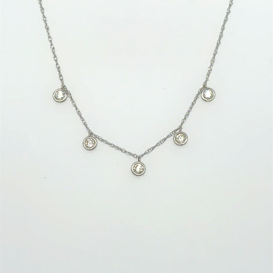 0.21 CT Natural Diamond Necklace in 14K White Gold