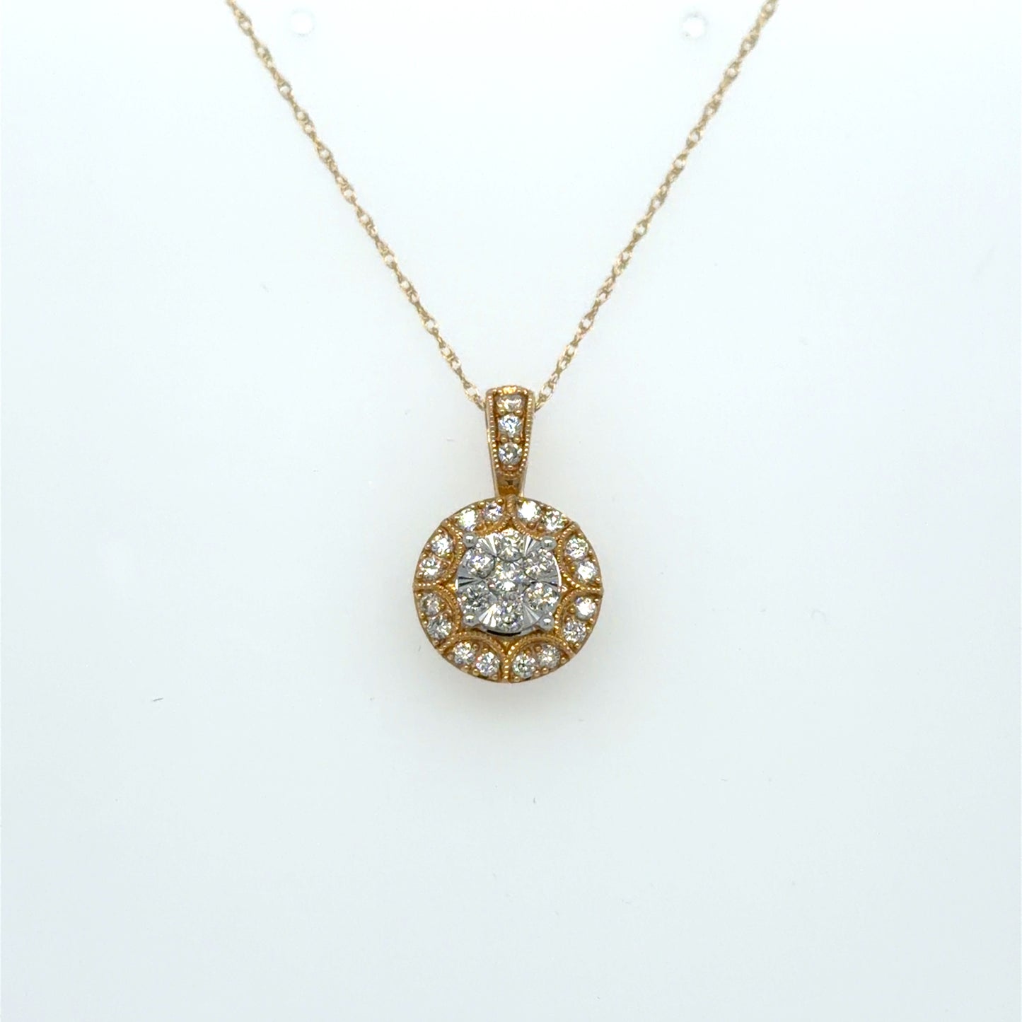 0.50 CTW Natural Round Diamond Cluster Pendant in 10K Yellow Gold