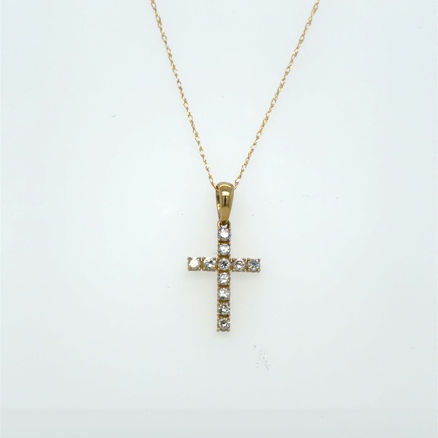 0.25 CT Natural Diamond Cross Pendant in 10K Yellow Gold