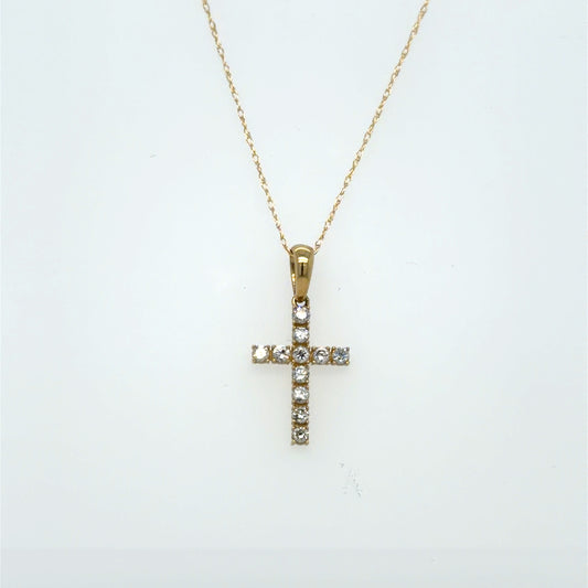 0.25 CT Natural Diamond Cross Pendant in 10K Yellow Gold