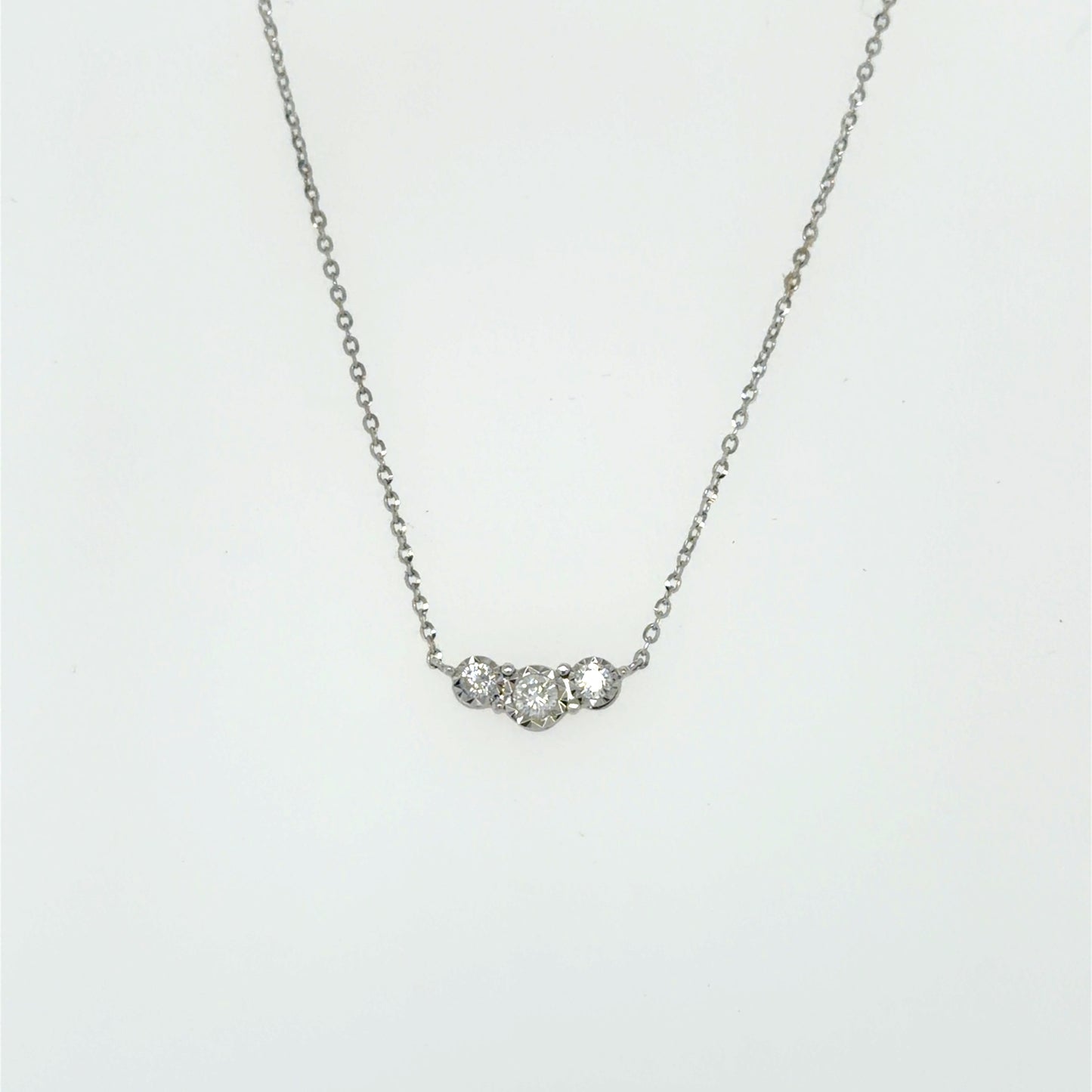 0.15 CTW Three-Diamond Necklace in 10K White Gold