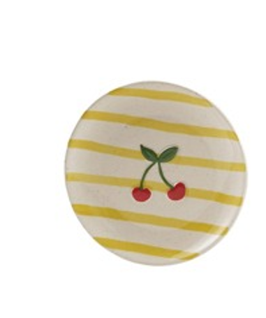 Hand-Painted Stoneware Plate with Cherries - assorted styles