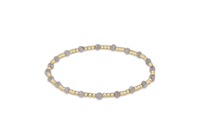 Gemstone Gold Sincerity Pattern 3mm Bead Bracelet - Labradorite
