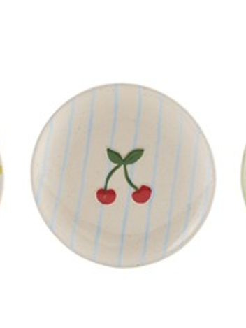 Hand-Painted Stoneware Plate with Cherries - assorted styles
