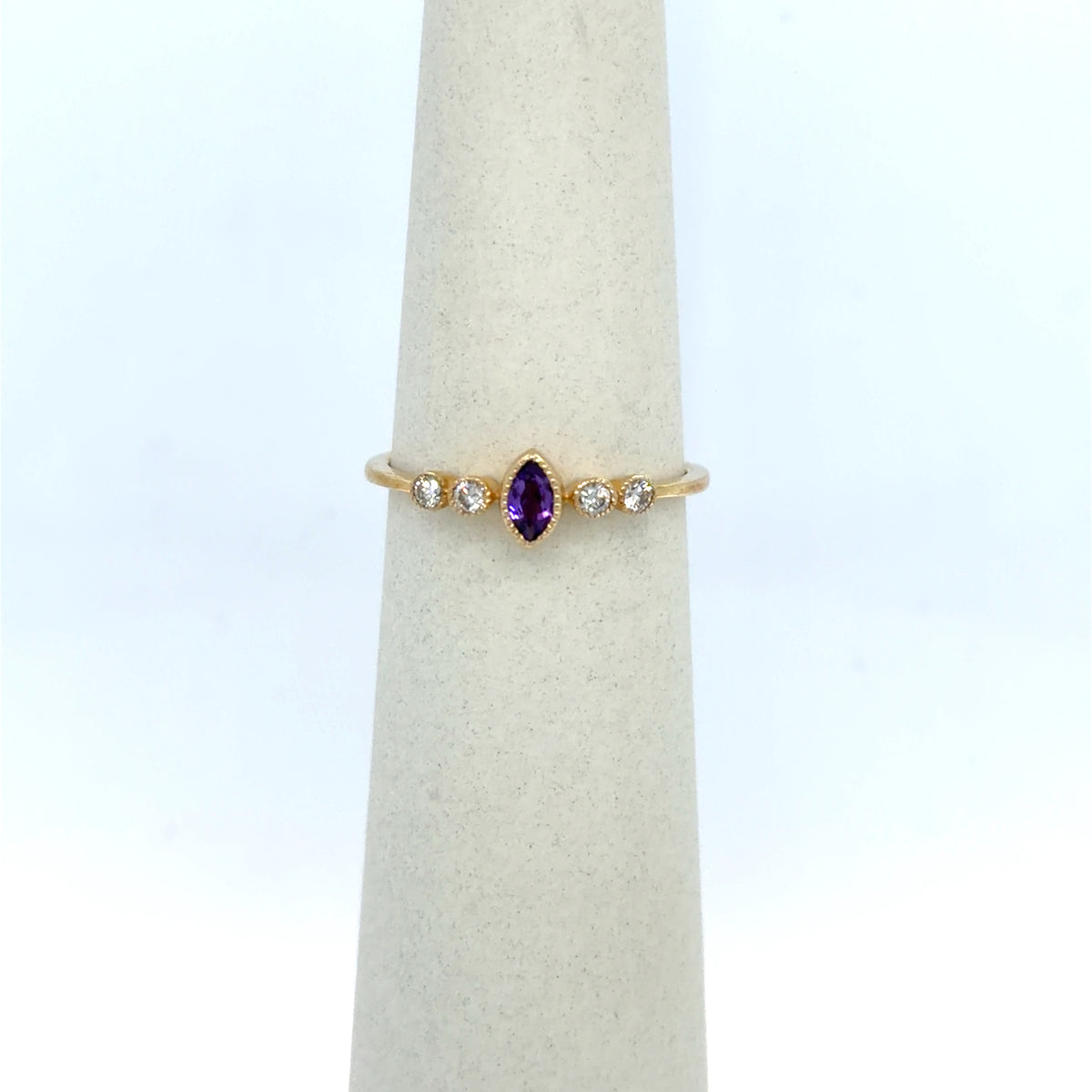 0.10 CT Amethyst & Diamond Diamond-Accented Ring in 10K Yellow Gold