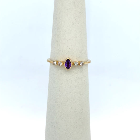 0.10 CT Amethyst & Diamond Diamond-Accented Ring in 10K Yellow Gold