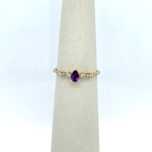 Amethyst & Diamond Diamond-Accented Ring in 10K Yellow Gold