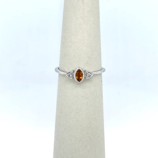 Citrine & Diamond Diamond-Accented Ring in 10K White Gold