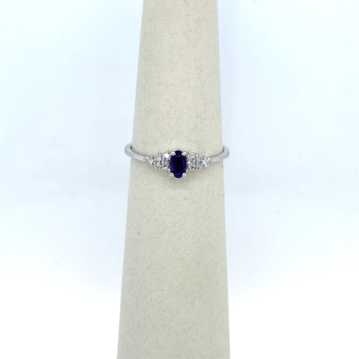Amethyst & Diamond Diamond-Accented Ring in 10K White Gold
