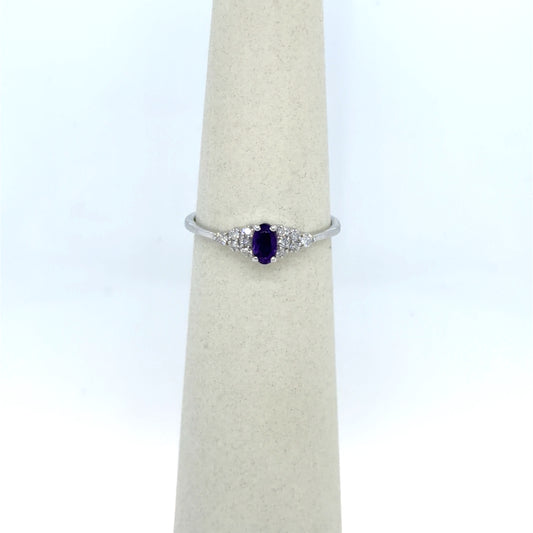 Amethyst & Diamond Diamond-Accented Ring in 10K White Gold