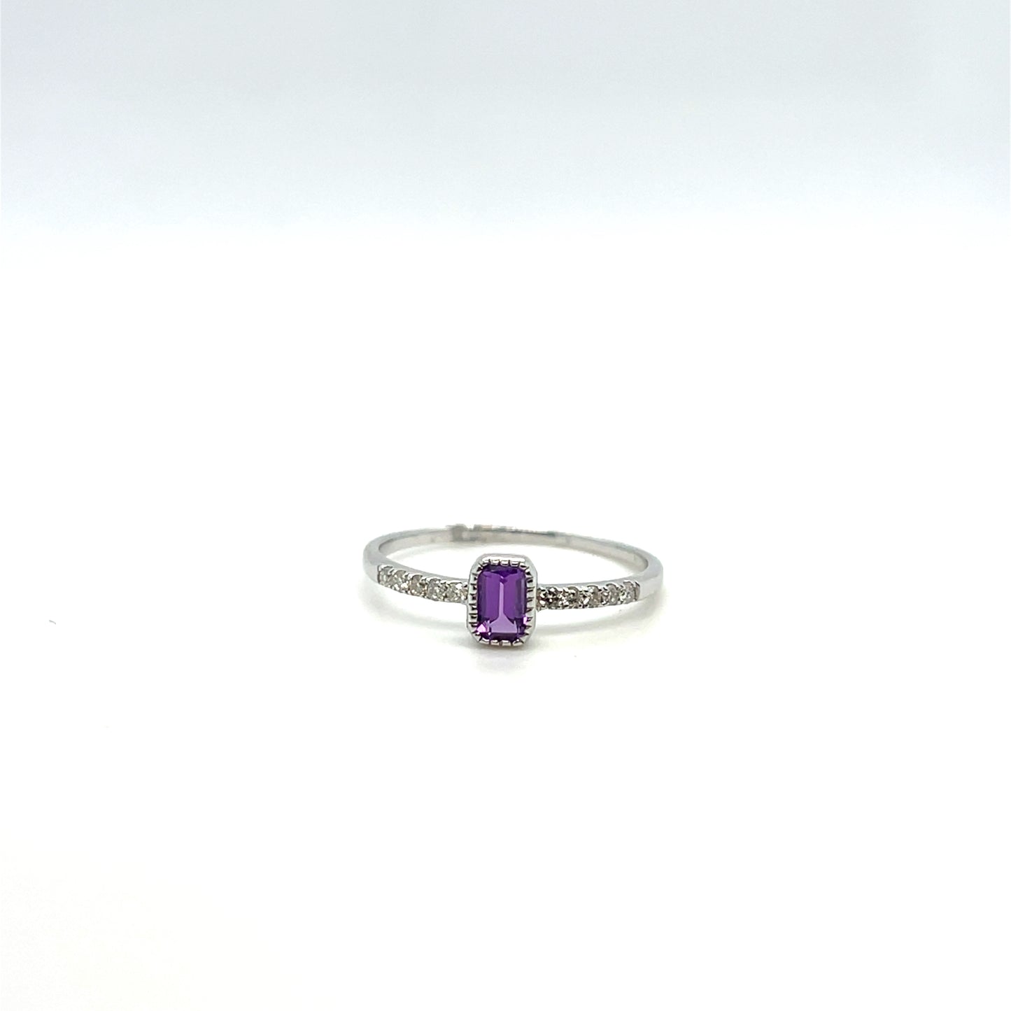Amethyst & 0.10CTW Diamond Ring in 10K White Gold