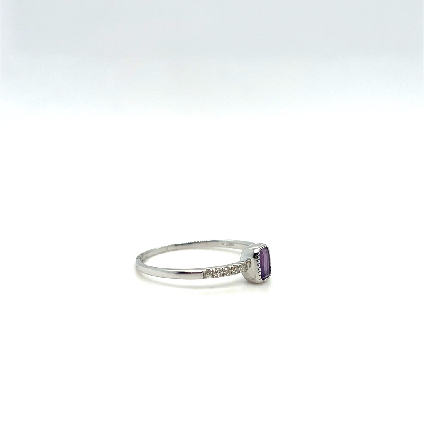 Amethyst & 0.10CTW Diamond Ring in 10K White Gold