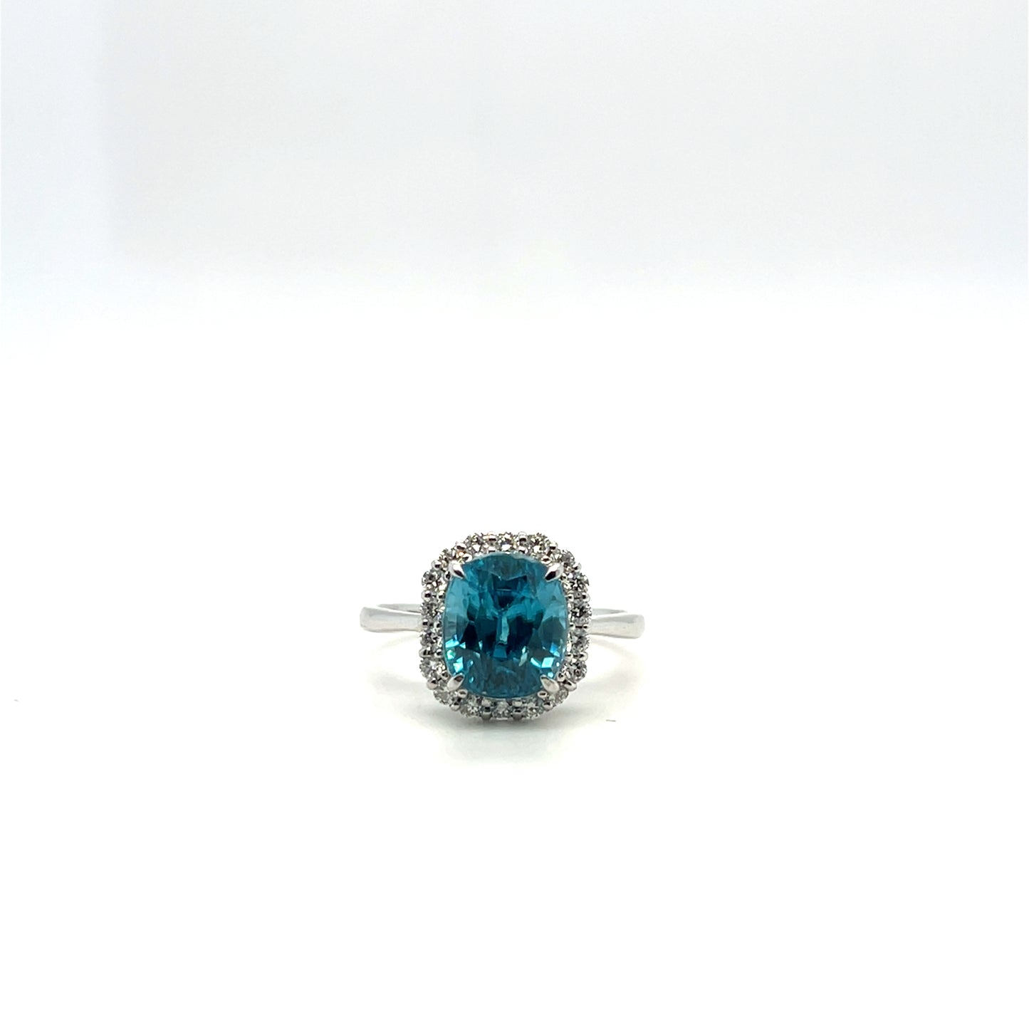 5.10CT Blue Topaz & 0.32CTW Diamond Ring in Platinum