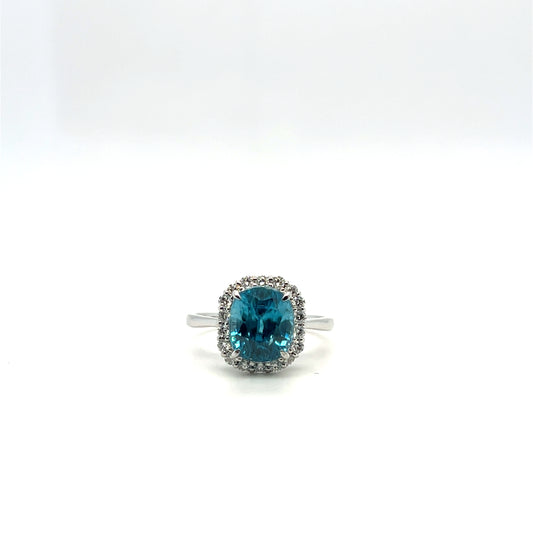 5.10CT Blue Topaz & 0.32CTW Diamond Ring in Platinum