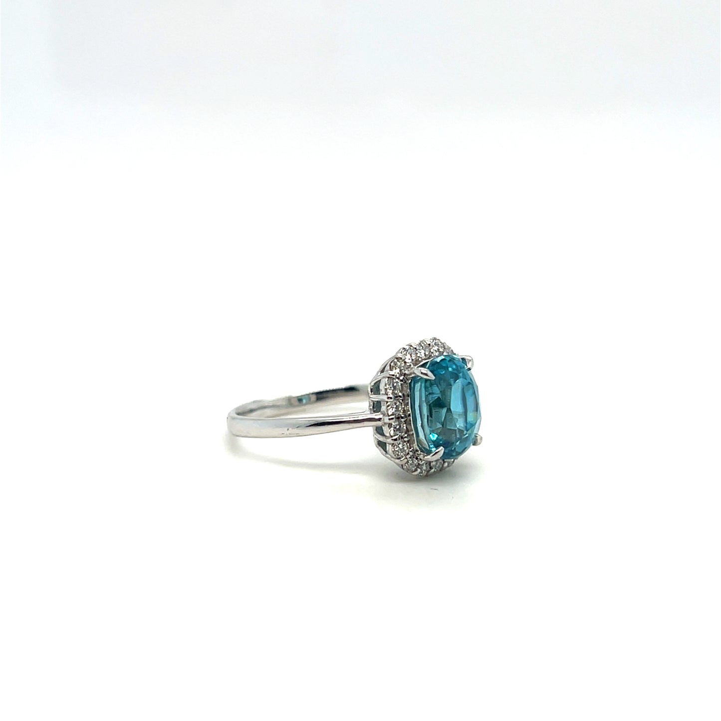 5.10CT Blue Topaz & 0.32CTW Diamond Ring in Platinum