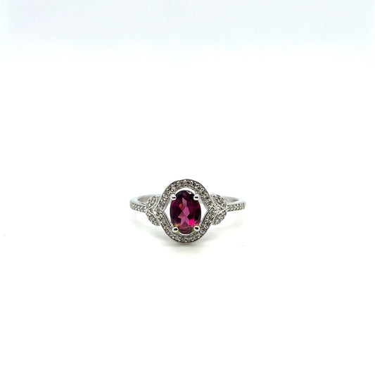 Rhodolite Garnet & 0.13CTW Diamond Ring in 14K White Gold