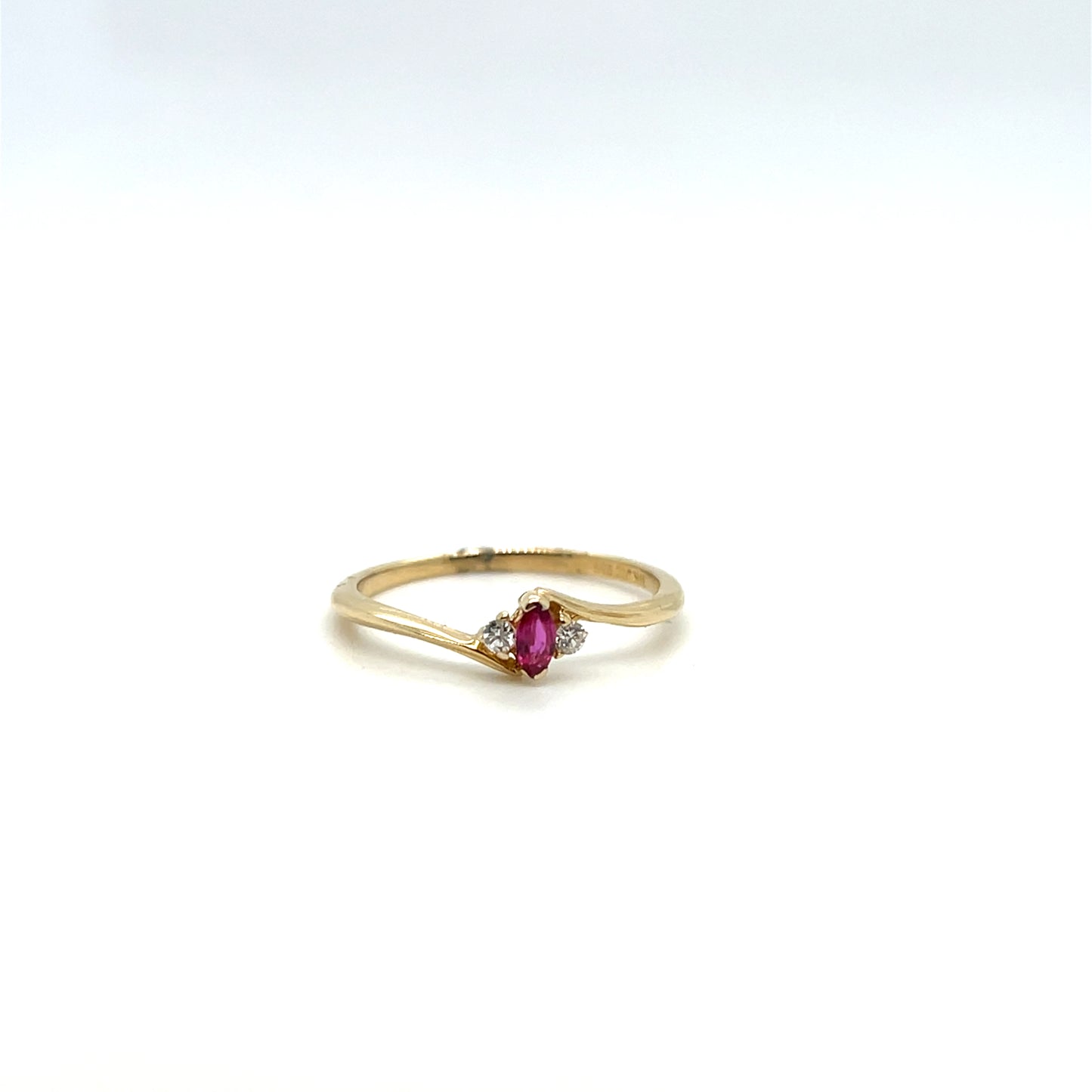0.05CTW Diamond & Ruby Ring in 14K Yellow Gold