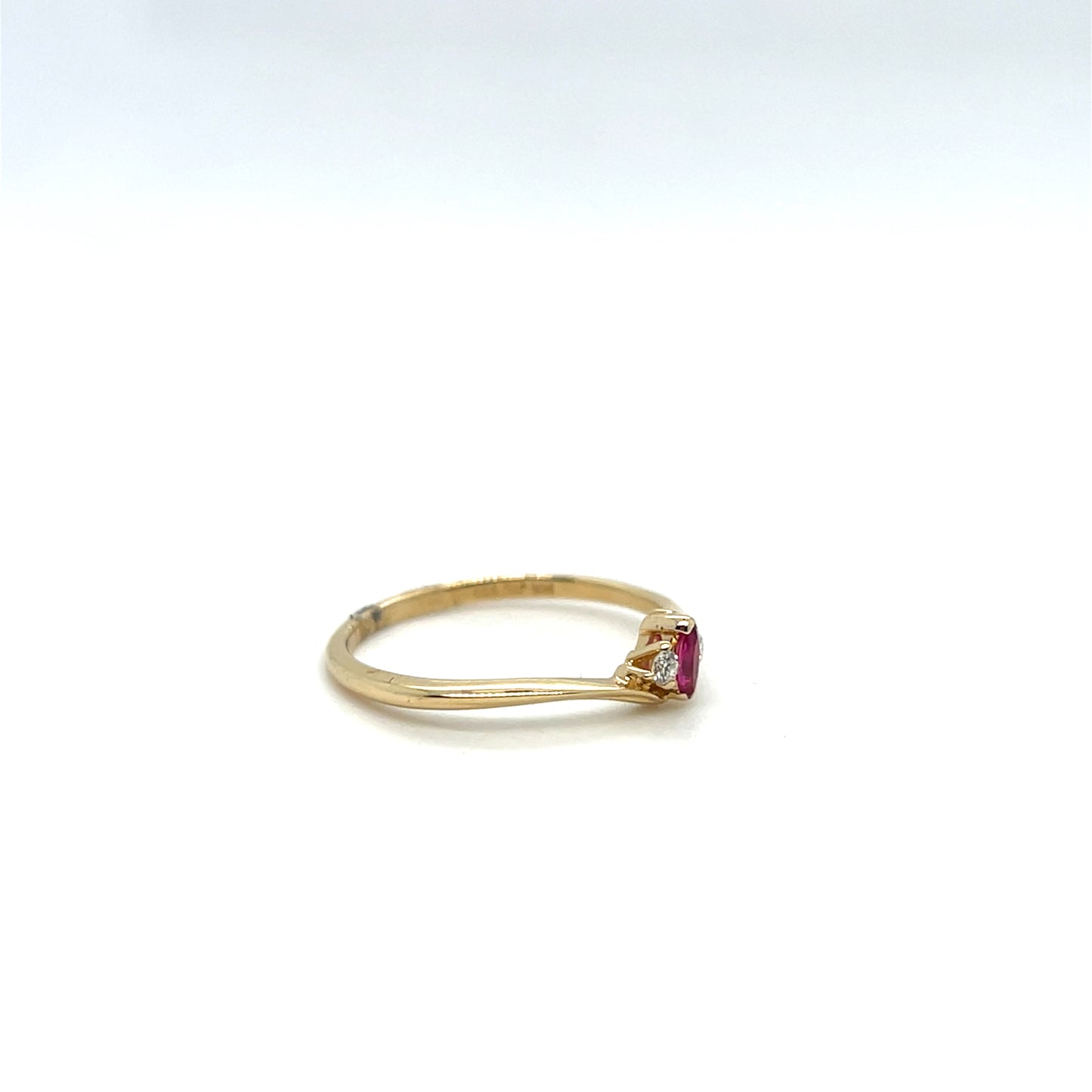 0.05CTW Diamond & Ruby Ring in 14K Yellow Gold