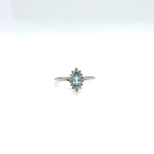 0.21CT Aquamarine & 0.13CTW Diamond Ring in 14K White Gold
