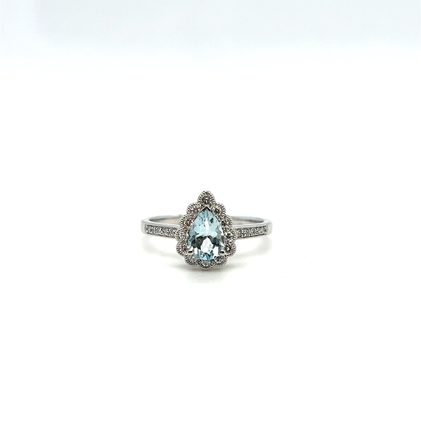 0.56CT Aquamarine & 0.18CTW Diamond Ring in 14K White Gold