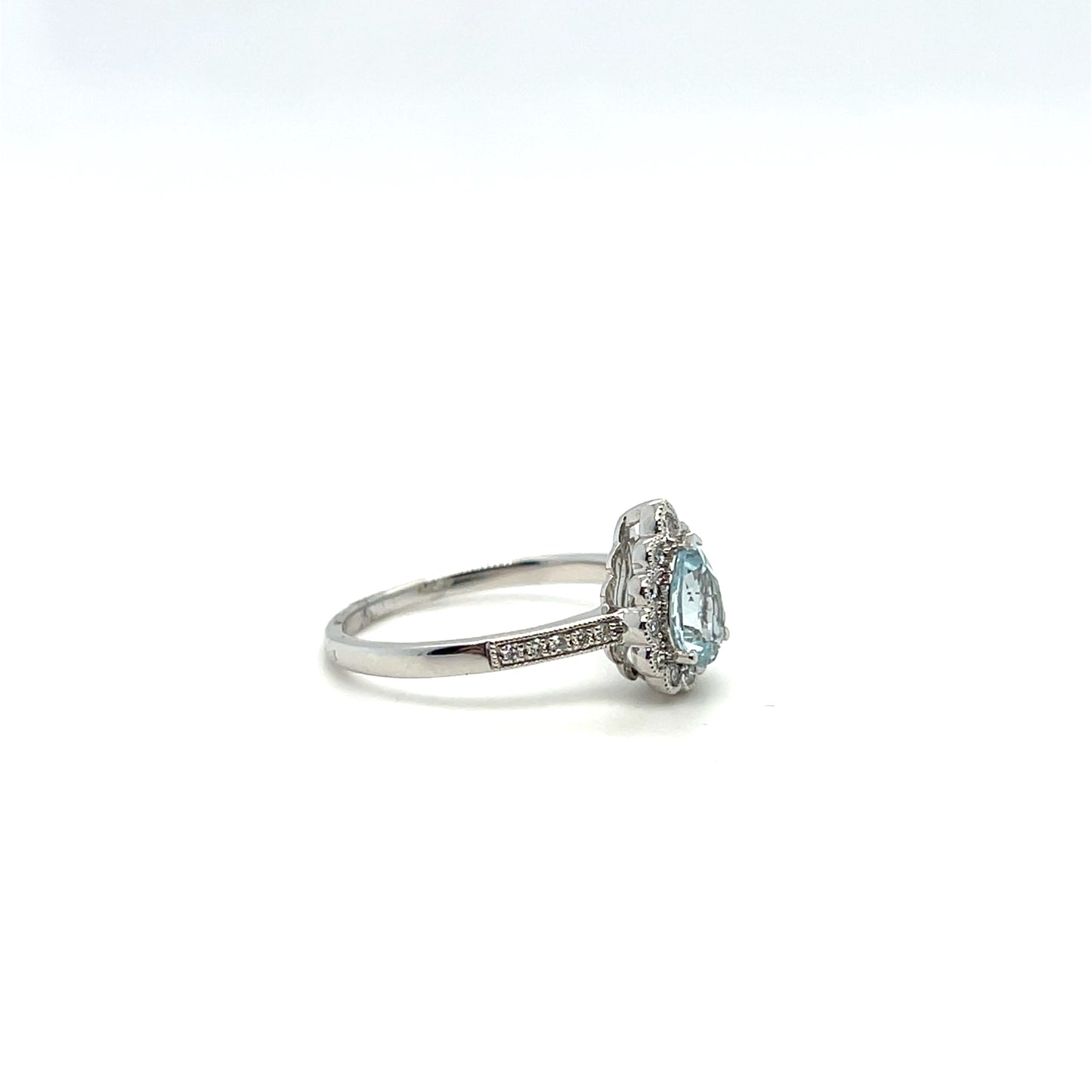 0.56CT Aquamarine & 0.18CTW Diamond Ring in 14K White Gold