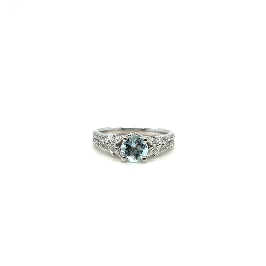 Effy 0.70CT Aquamarine & 0.55CTW Diamond Ring in 14K White Gold