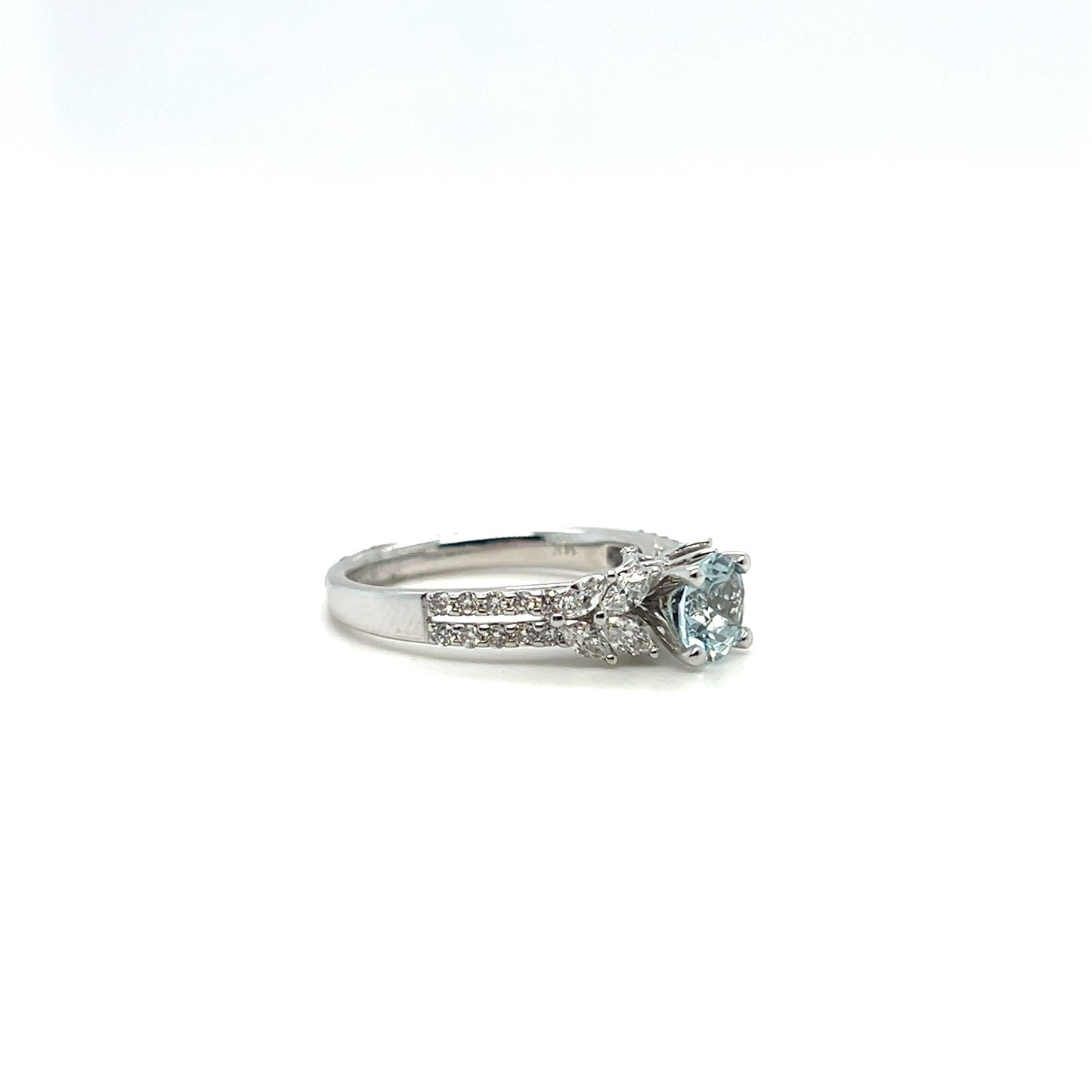 Effy 0.70CT Aquamarine & 0.55CTW Diamond Ring in 14K White Gold