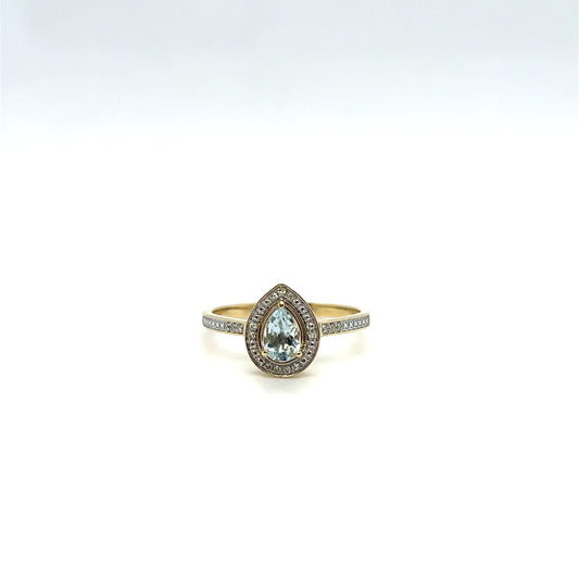 0.34CT Aquamarine & 0.05CTW Diamond Ring in 10K Yellow Gold