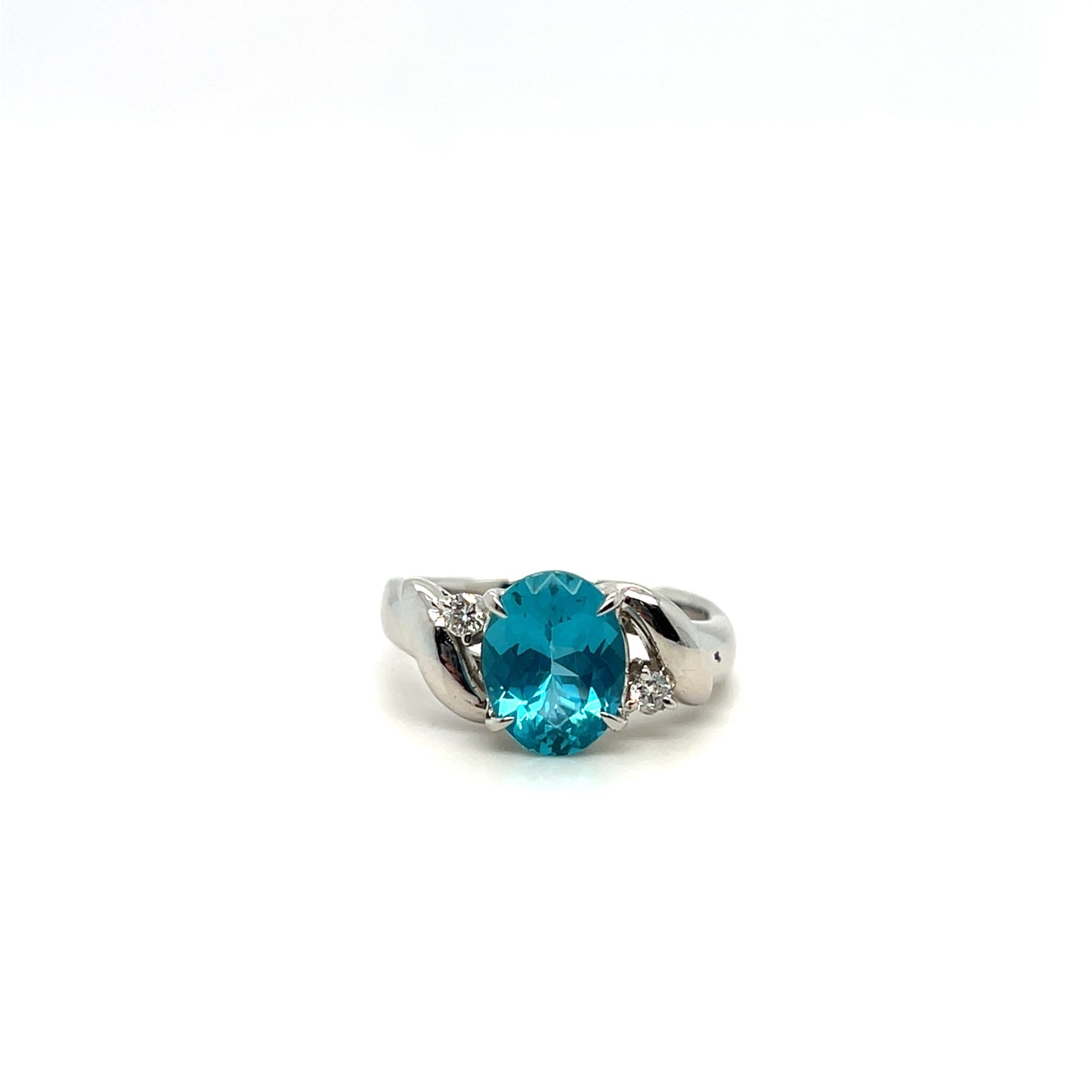 0.95CT Apatite & 0.09CTW Diamond Ring in Platinum