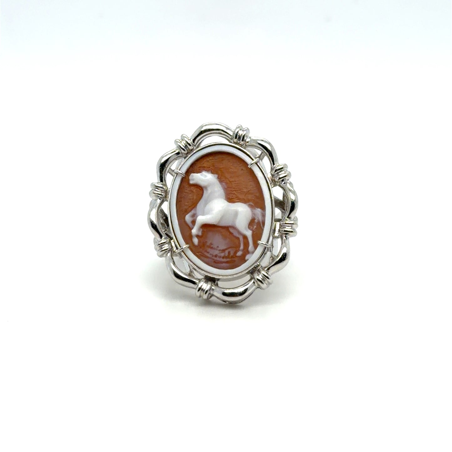 Horse Cameo Ring in Platinum