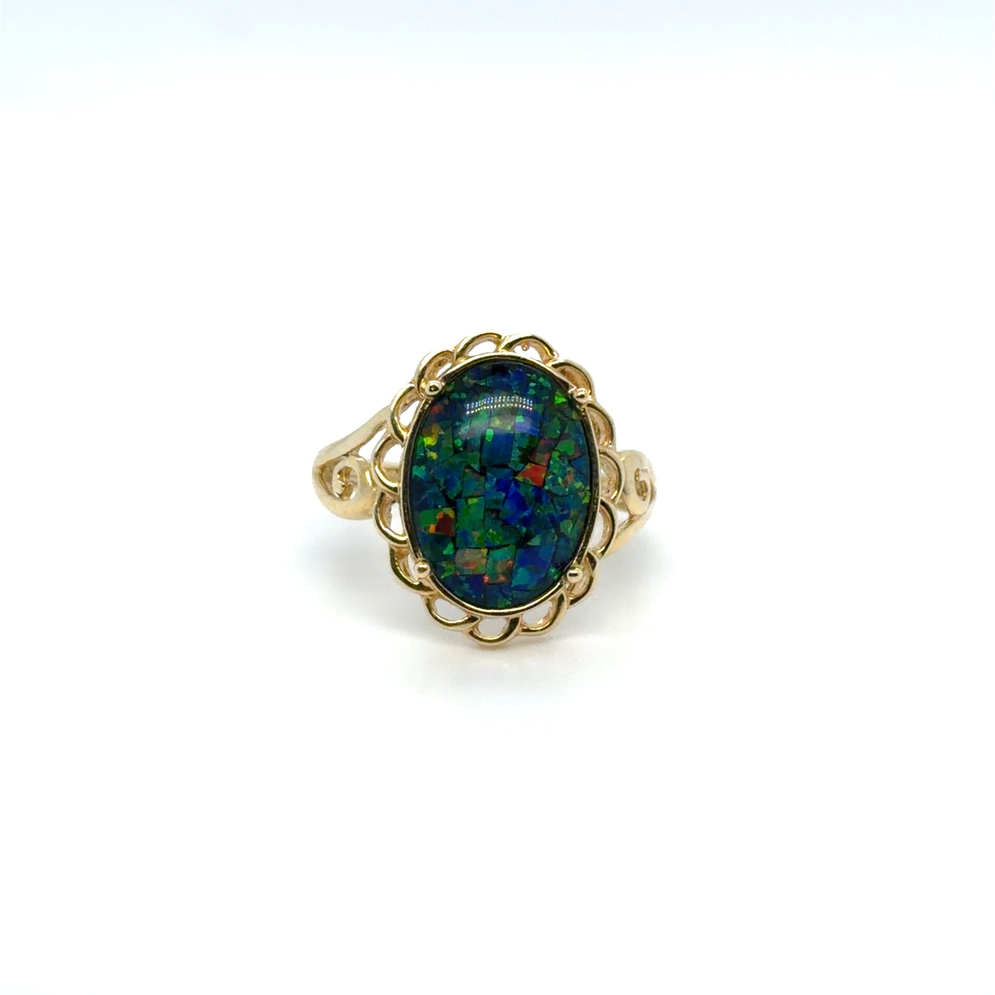 Opal Colored Stone Ring in 10K Yellow Gold