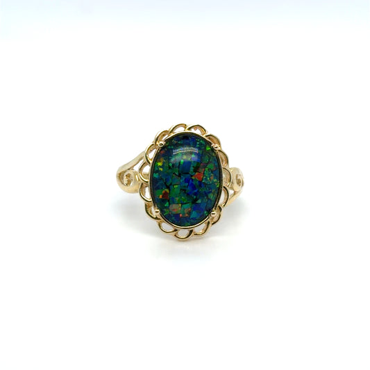 Opal Colored Stone Ring in 10K Yellow Gold