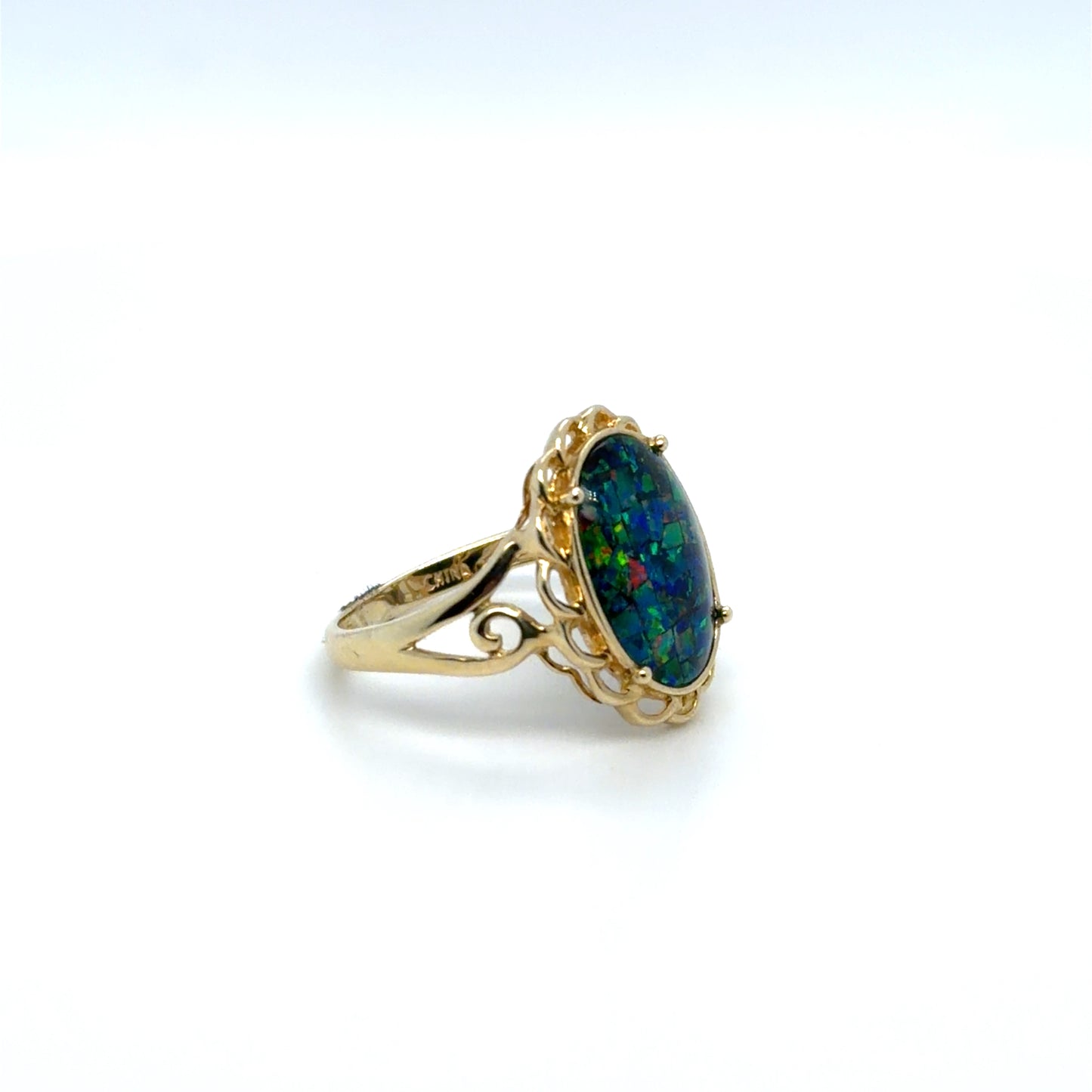 Opal Colored Stone Ring in 10K Yellow Gold