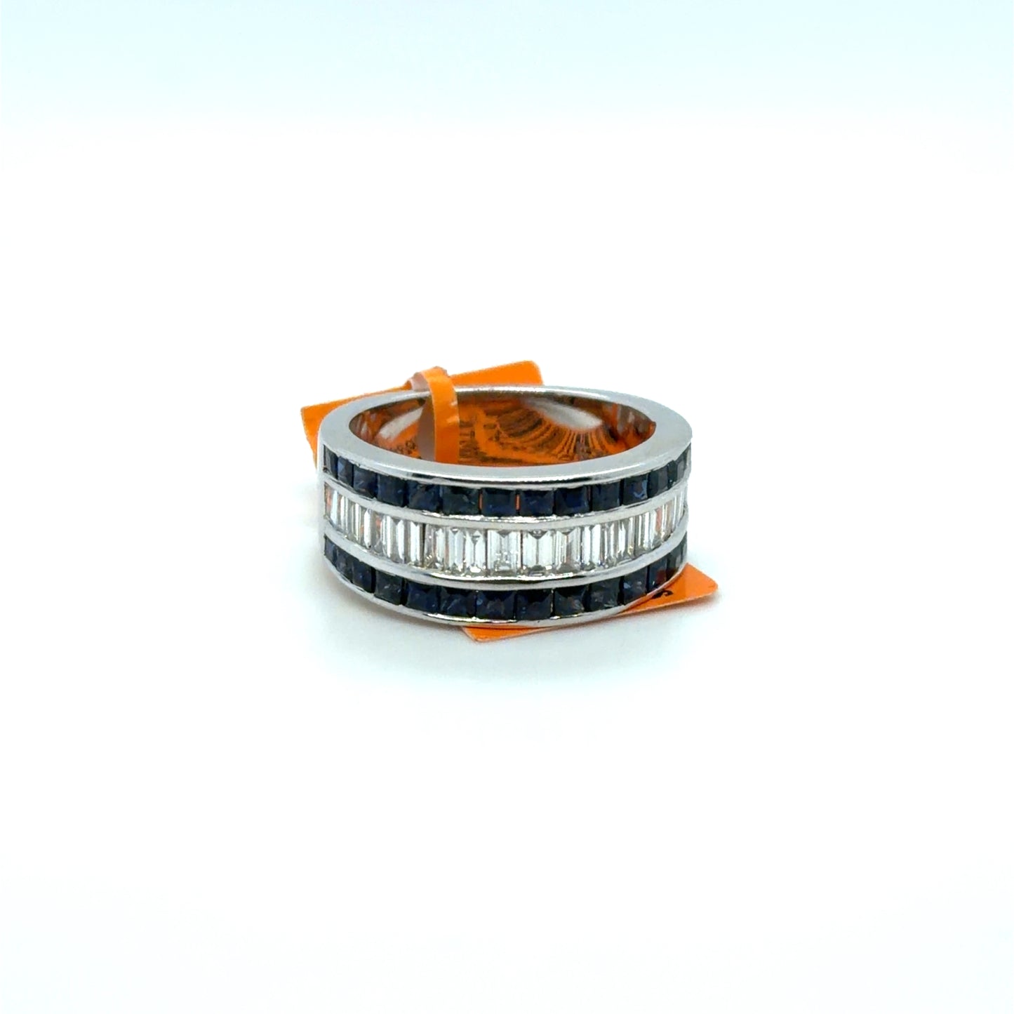 2.86 CTW Sapphire & Natural Diamond Wide Band in 14K White Gold