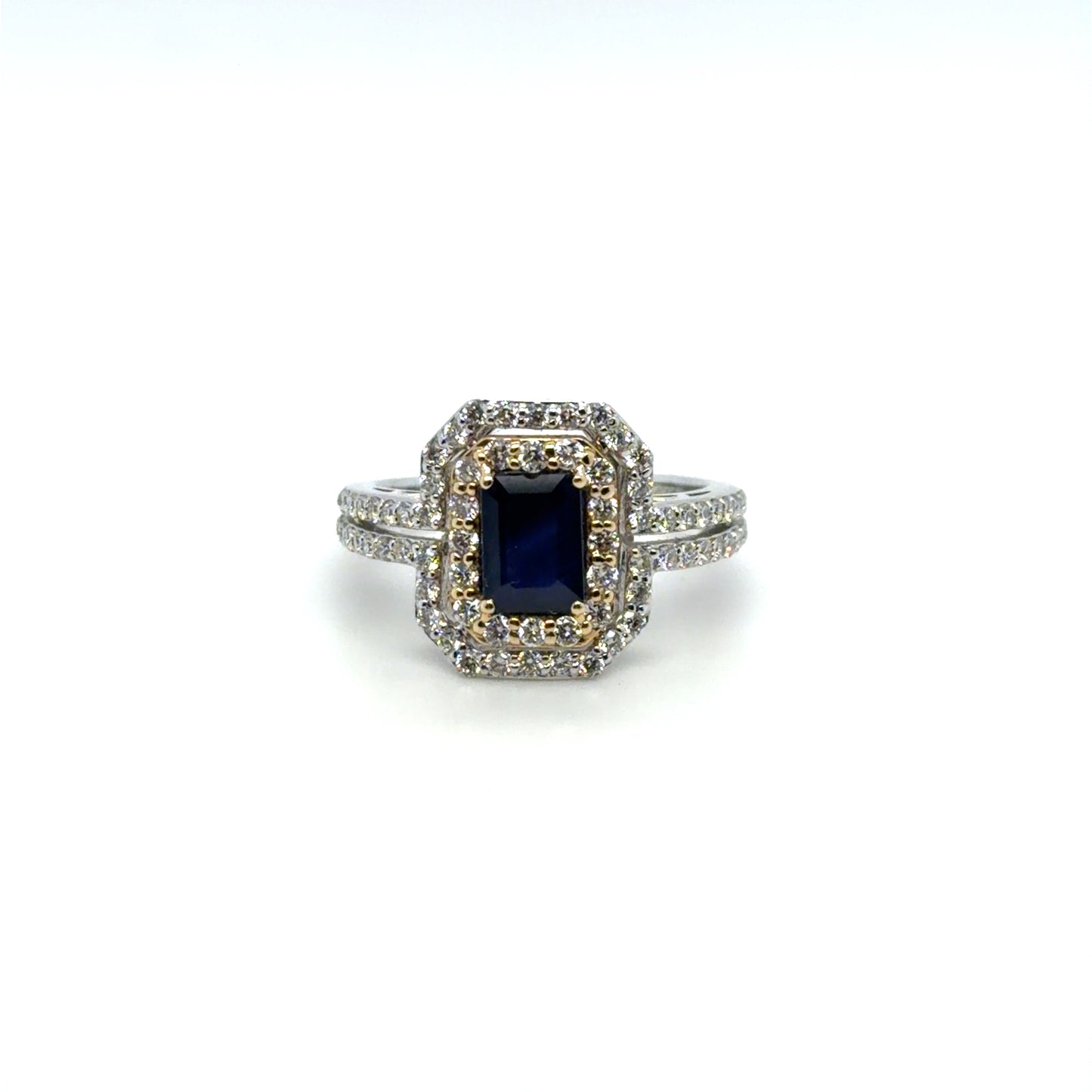 EFFY 1.05 CT Sapphire & Natural Diamond Square Ring in 14K White Gold