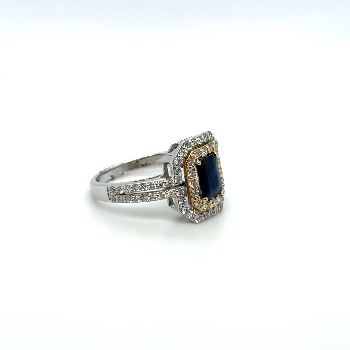 EFFY 1.05 CT Sapphire & Natural Diamond Square Ring in 14K White Gold