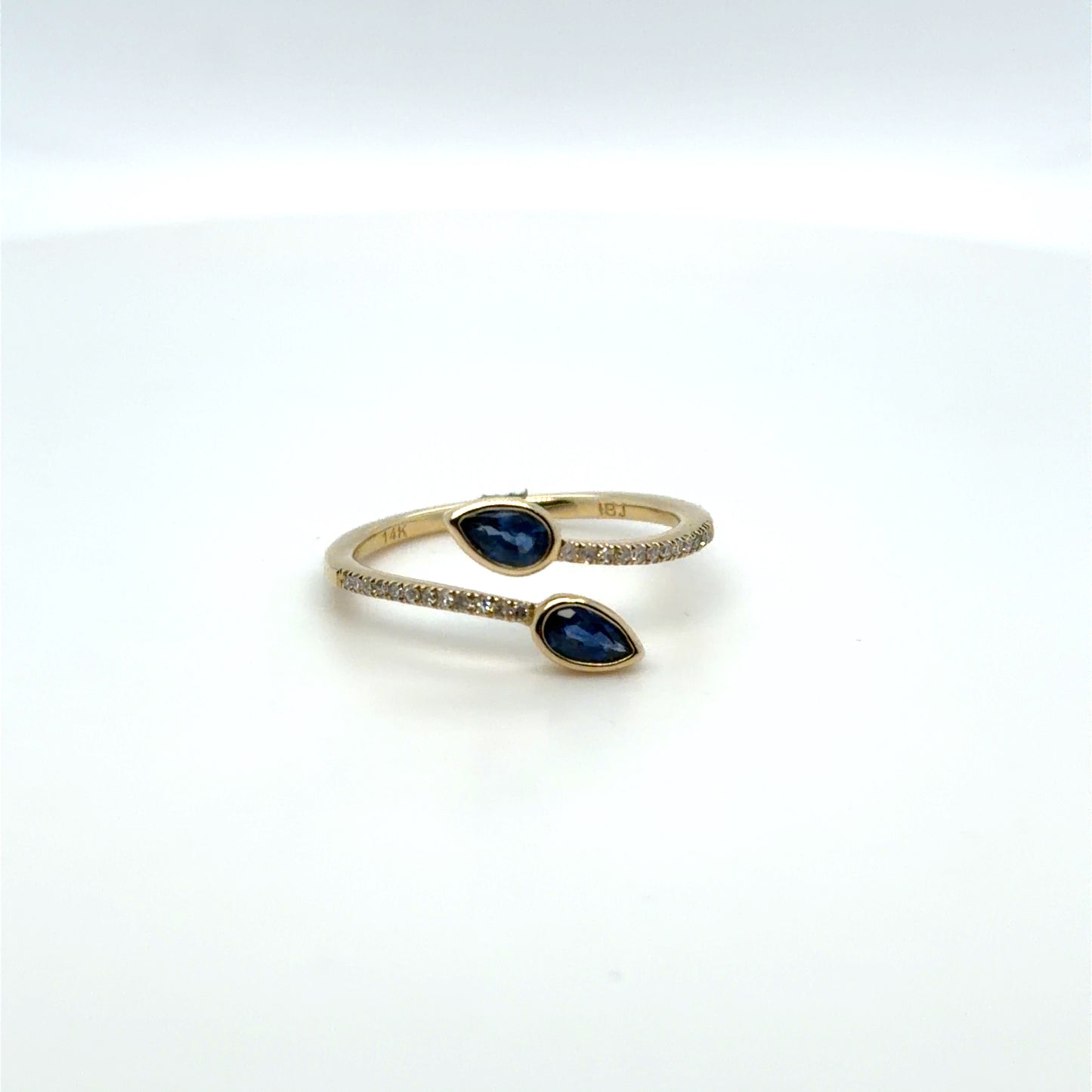0.50 CTW Sapphire & Natural Diamond Pear Wrapped Band in 14K Yellow Gold